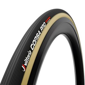 Boyau Route 700 X 28 Vittoria Corsa Pro Noir Flanc Miel Graphene Silica 340G