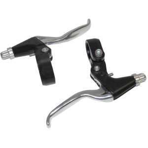 Levier de Frein VTT-VTC V-Brake 3 Doigts Newton Alu Argent-Noir (Paire Sur Carte)
