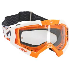 Masque-Lunettes Cross Adx Mx Orange-Blanc Ecran Transparent Anti-Rayures (Homologue En1938) (+ Livre Avec Ecran Miroir)