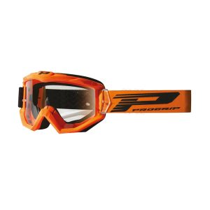 Masque-Lunettes Cross Progrip 3201 TR Atzaki Orange Ecran Transparent Anti-Rayures-Anti U.V. Compatible Avec Port Lunettes de Vue (Homologue Ce-En Ac-12072 Rev.1)