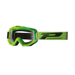 Masque-Lunettes Cross Progrip 3201 TR Atzaki Vert Ecran Transparent Anti-Rayures-Anti U.V. Compatible Avec Port Lunettes de Vue (Homologue Ce-En Ac-12072 Rev.1)