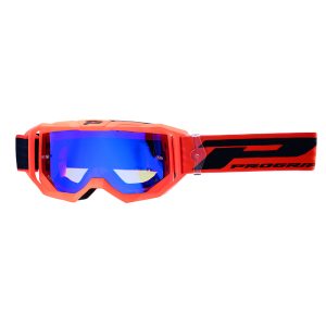 Masque-Lunettes Cross Progrip 3300 Fl Vision Go Multilayered Orange Fluo Mat Ecran Miroir Bleu Anti-Rayures-Anti U.V.-Anti-Buee (Homologue Ce-En-N° Ac-96025 Rev.2)