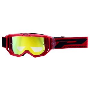 Masque-Lunettes Cross Progrip 3300 Fl Vision Go Multilayered Rouge Mat Ecran Miroir Jaune Anti-Rayures-Anti U.V.-Anti-Buee (Homologue Ce-En-N° Ac-96025 Rev.2)