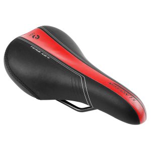 Selle Junior Newton Mission Noir Deco Rouge-Argent 240X160mm Rail Acier Noir