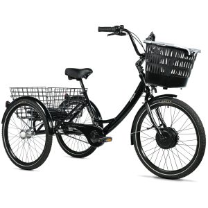 Tricycle Electrique-Vae City Leader Fox 24" Bormio 2025 Mixte Noir Brillant 3V Shimano Nexus Moteur Roue Av Bafang 36V 45Nm Batterie 14