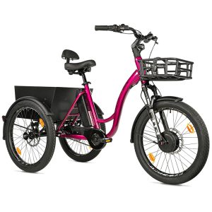 Tricycle Electrique-Vae City Leader Fox 24" Curtis 2025 Mixte Bordeaux Brillant 8V Shimano Nexus Moteur Roue Av Bafang 36V 45Nm Batterie 16