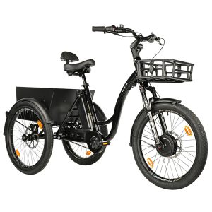 Tricycle Electrique-Vae City Leader Fox 24" Curtis 2025 Mixte Noir Brillant 8V Shimano Nexus Moteur Roue Av Bafang 36V 45Nm Batterie 16