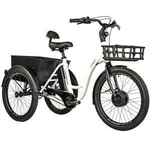 Tricycle Electrique-Vae City Leader Fox 24" Lovelo 2025 Mixte Blanc Brillant 3V Shimano Nexus Moteur Roue Av Bafang 36V 45Nm Batterie 16