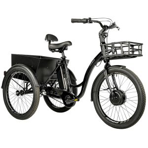 Tricycle Electrique-Vae City Leader Fox 24" Lovelo 2025 Mixte Noir Brillant 3V Shimano Nexus Moteur Roue Av Bafang 36V 45Nm Batterie 16