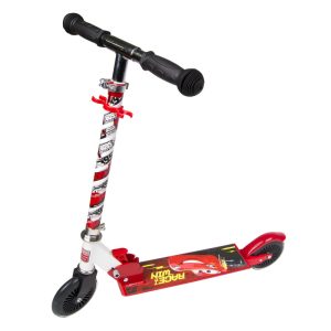 Trottinette Enfant Disney 2 Roues Cars Rouge Acier Pliable et Reglable Avec Frein Roue Arriere