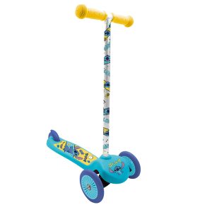 Trottinette Enfant Disney 3 Roues Stitch Bleu Pliable et Reglable Avec Frein Roue Arriere