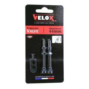 Valve de Pneu Tubeless Presta Velox Alu Noir 44mm Obus Demontable (Vendu A La Paire Sur Carte)
