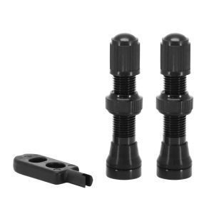 Valve de Pneu Tubeless Schrader Velox Alu Noir 44mm Obus Demontable (Vendu A La Paire Sur Carte)