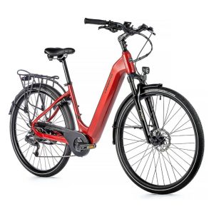 Velo Electrique-Vae City 28 Leader Fox Nara Mixte Rouge 7V Moteur Roue Ar Bafang 36V 45Nm Batterie 15Ah (16