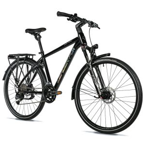 Velo Musculaire VTC 28 Leader Fox Espirit 2025 Homme Noir 9V Cadre Alu 19 Pouces (Taille Adulte 178 À 185 Cm)