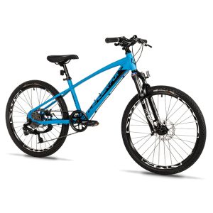 Velo Musculaire VTT 24 Leader Fox Capitan 2025 Garcon Bleu Mat 8V (Taille Enfant 135 À 145 Cm) -Mecanique A Disque-